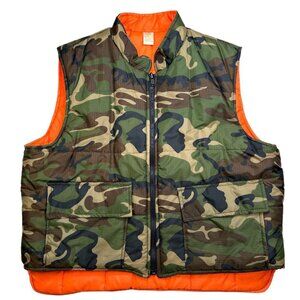 Reversible Camo Blaze Orange Vest Insulated Hunting Quilted Puffer XL 46/48